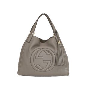 Gucci Soho Handbag Tote bag Interlocking Tassel Fringe Greige Series